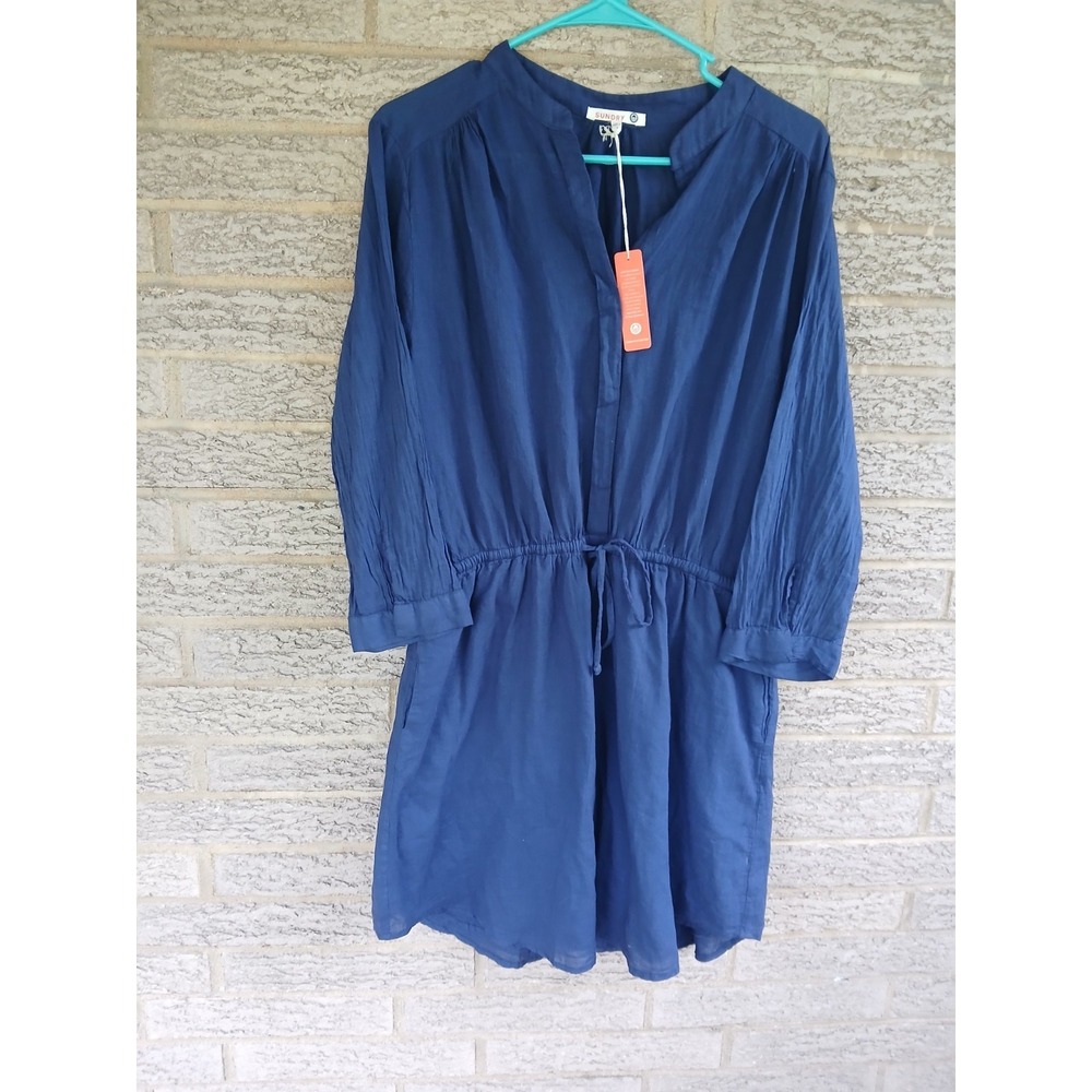 NWT Sundry Navy Blue Lightweight Shirt Dress Sz S Beachy Cruisewear